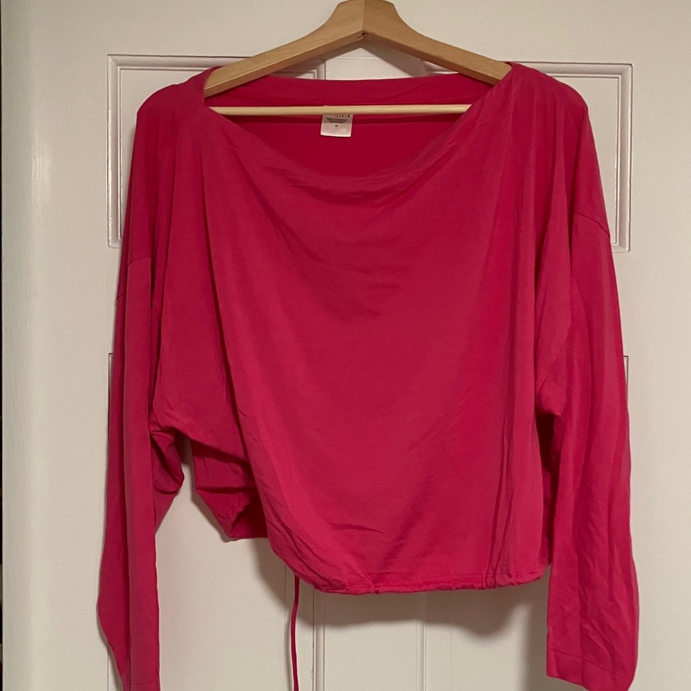 Athlete Hot Pink Boatneck Drawstring Top Size M NWOT